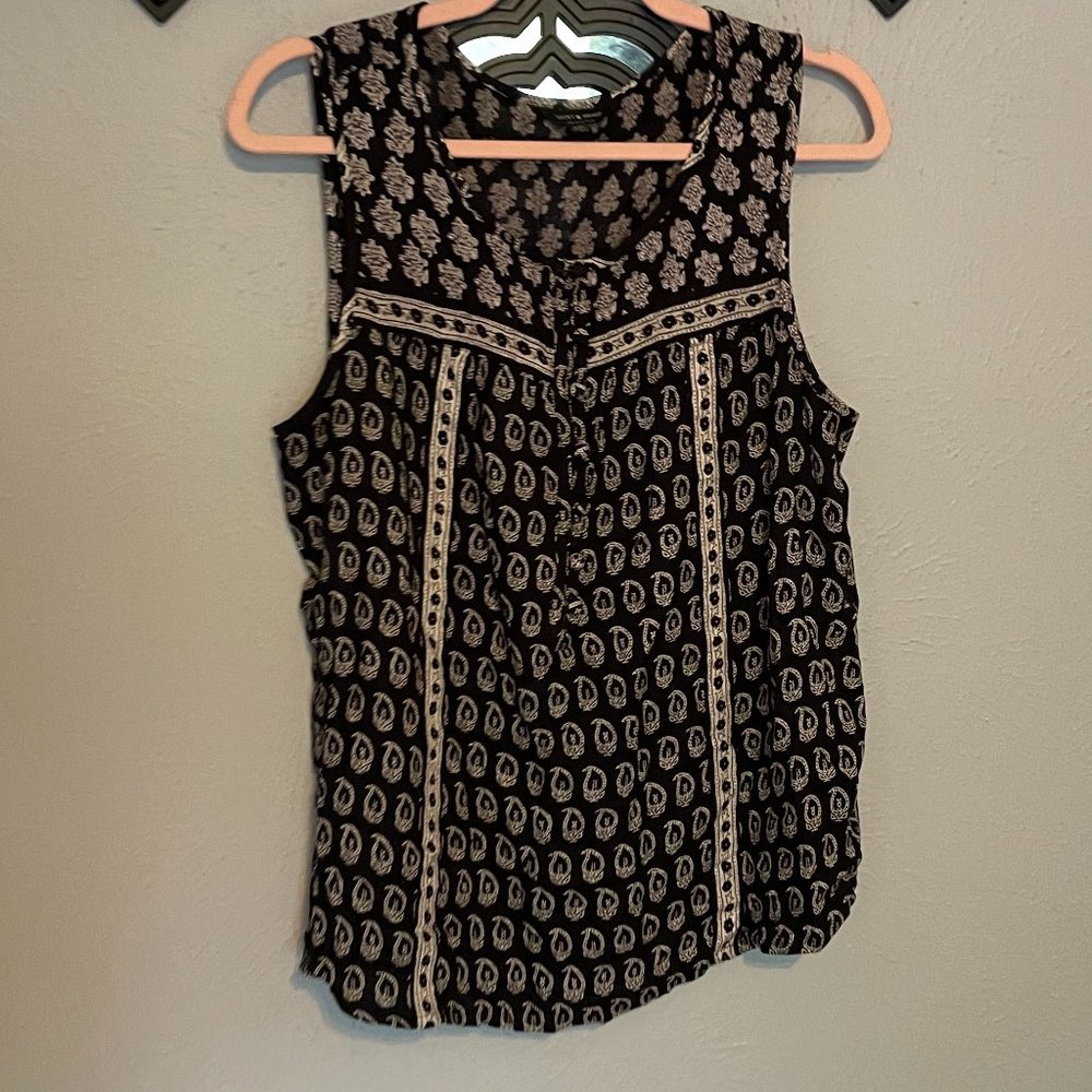 Lucky Brand Tank Top Black and White Pattern